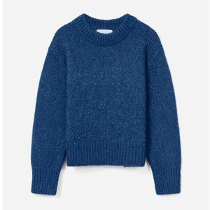 Everlane The Diamond Stitch Cloud Crew Sweater Wool Cotton Blue Small